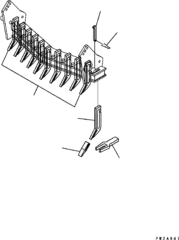 Схема запчастей Komatsu GD655-3C - SCARIFIER SHANK ЗУБЬЯ(POINT ЗУБЬЯТИП) РАБОЧЕЕ ОБОРУДОВАНИЕ