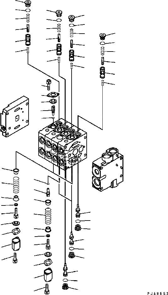 Схема запчастей Komatsu GD655-3C - УПРАВЛЯЮЩ. КЛАПАН (4-Х СЕКЦИОНН.) (/) (L. H.) ОСНОВН. КОМПОНЕНТЫ И РЕМКОМПЛЕКТЫ