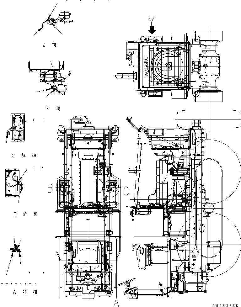 Схема запчастей Komatsu GD663A-2 - АККУМУЛЯТОР КАБЕЛЬ И ДОПОЛН. ЗВУК. СИГНАЛ. КОМПОНЕНТЫ ДВИГАТЕЛЯ И ЭЛЕКТРИКА