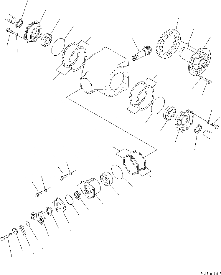 Схема запчастей Komatsu GD663A-2 - КОНЕЧНАЯ ПЕРЕДАЧА И ВАЛ (/) СИЛОВАЯ ПЕРЕДАЧА