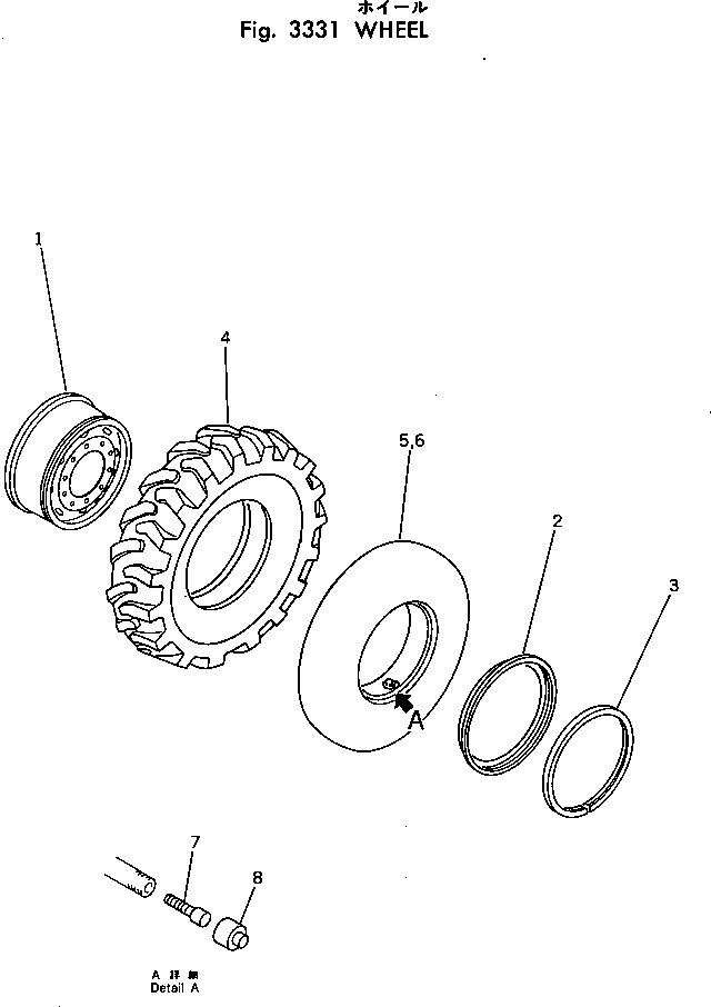 Схема запчастей Komatsu GD705A-3 - КОЛЕСА(№-) КОЛЕСА