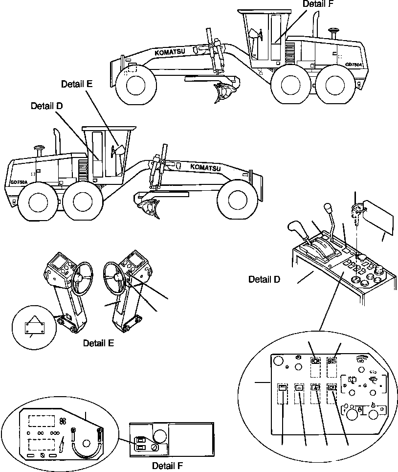 Схема запчастей Komatsu GD750A-1 - INTERNAL ТАБЛИЧКИS GD7A РАЗНОЕ