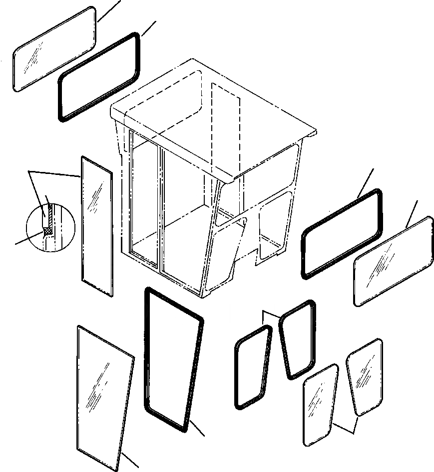 Схема запчастей Komatsu GD750A-1 - КАБИНА СТЕКЛА SUPERSTRUCTURE