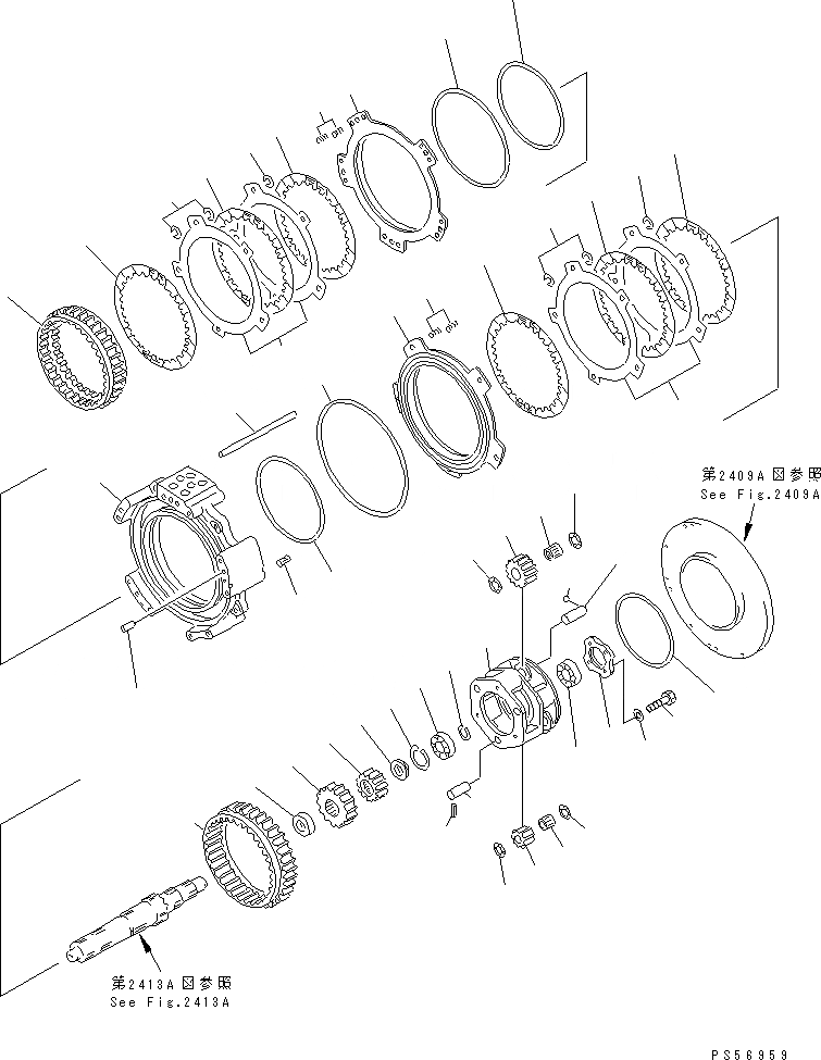 Схема запчастей Komatsu GD825A-2E0 - ТРАНСМИССИЯ (4 И 3 МУФТА)(№99-) СИЛОВАЯ ПЕРЕДАЧА