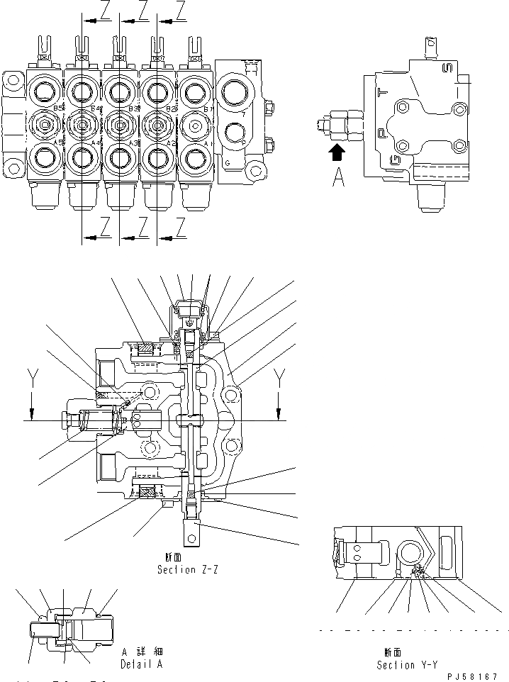 Схема запчастей Komatsu GD825A-2E0 - ГИДРАВЛ УПРАВЛЯЮЩ. КЛАПАН¤ ЛЕВ. (5-СЕКЦИОНН.) (/) (НАКЛОНЯЕМ.¤ СДВИГ. ОТВАЛА И РЫХЛИТЕЛЬ)(№-) ГИДРАВЛИКА