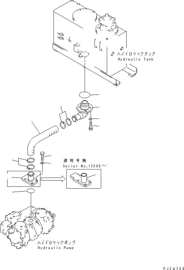 Схема запчастей Komatsu GD825A-2E0 - ГИДРОЛИНИЯ (ИЗ БАКА В НАСОС)(№-) ГИДРАВЛИКА