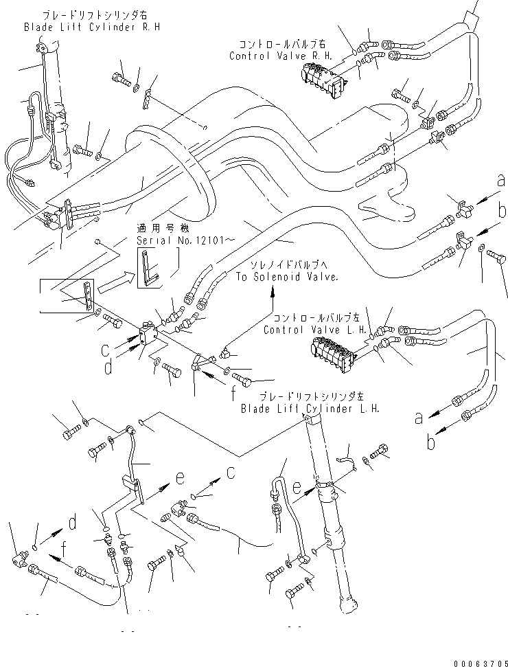 Схема запчастей Komatsu GD825A-2E0 - ОТВАЛ АККУМУЛЯТОР ТРУБЫ (/)(№-) ГИДРАВЛИКА