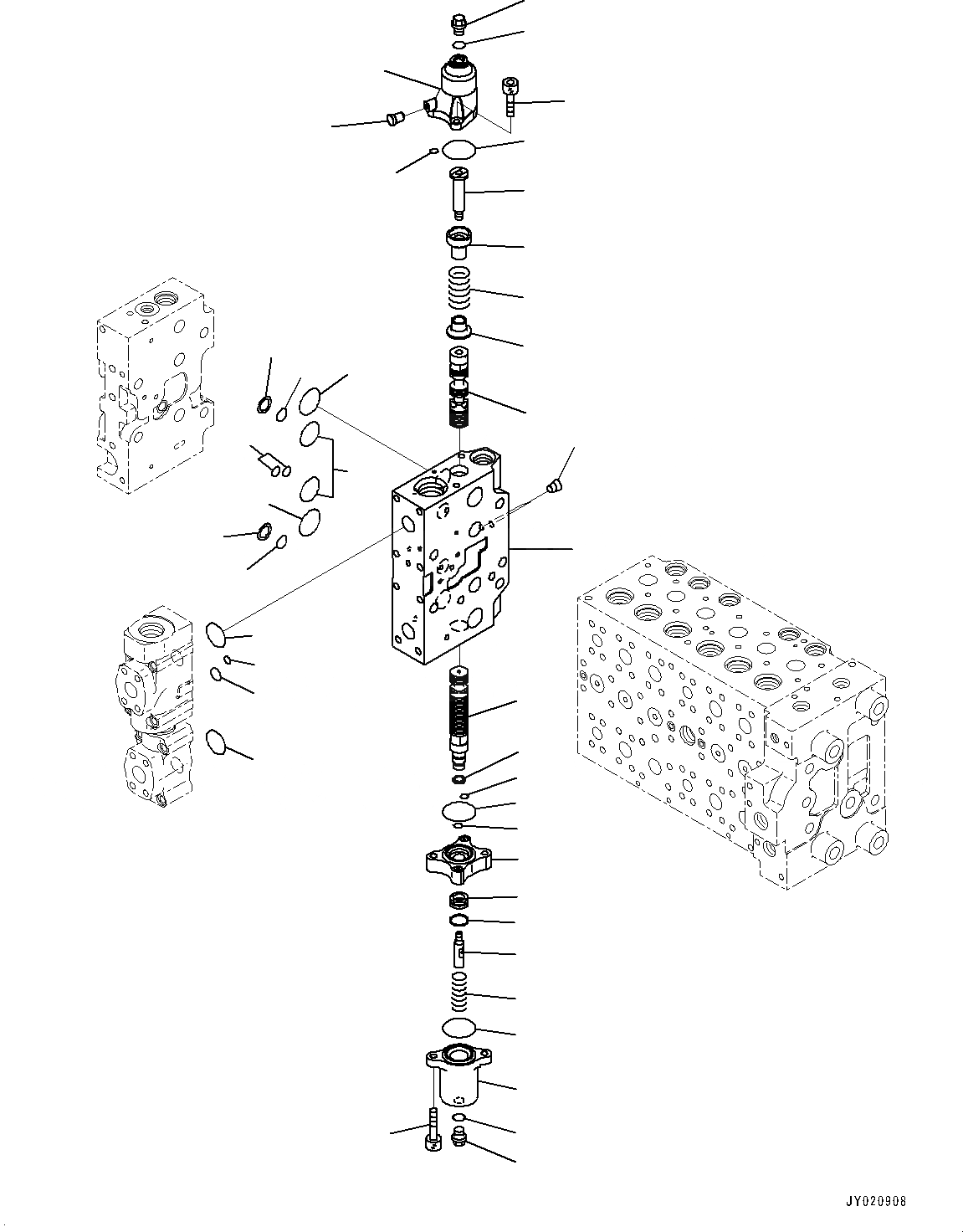 Схема запчастей Komatsu PC300-8M0 - УПРАВЛЯЮЩ. КЛАПАН (7-СЕКЦИОНН.) (/) H [ГИДРАВЛИКА]