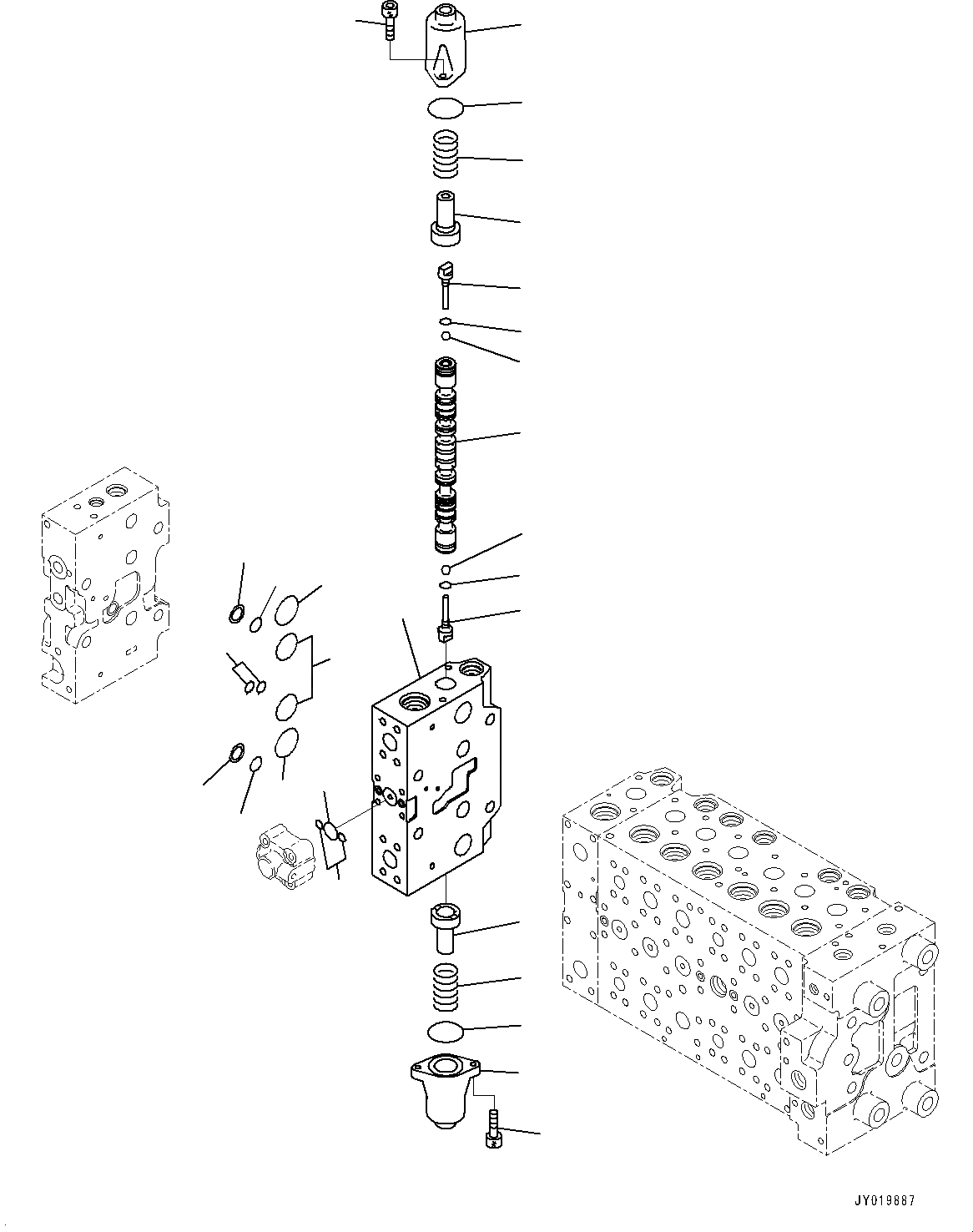 Схема запчастей Komatsu PC300-8M0 - УПРАВЛЯЮЩ. КЛАПАН (8-СЕКЦИОНН.) (/) H [ГИДРАВЛИКА]
