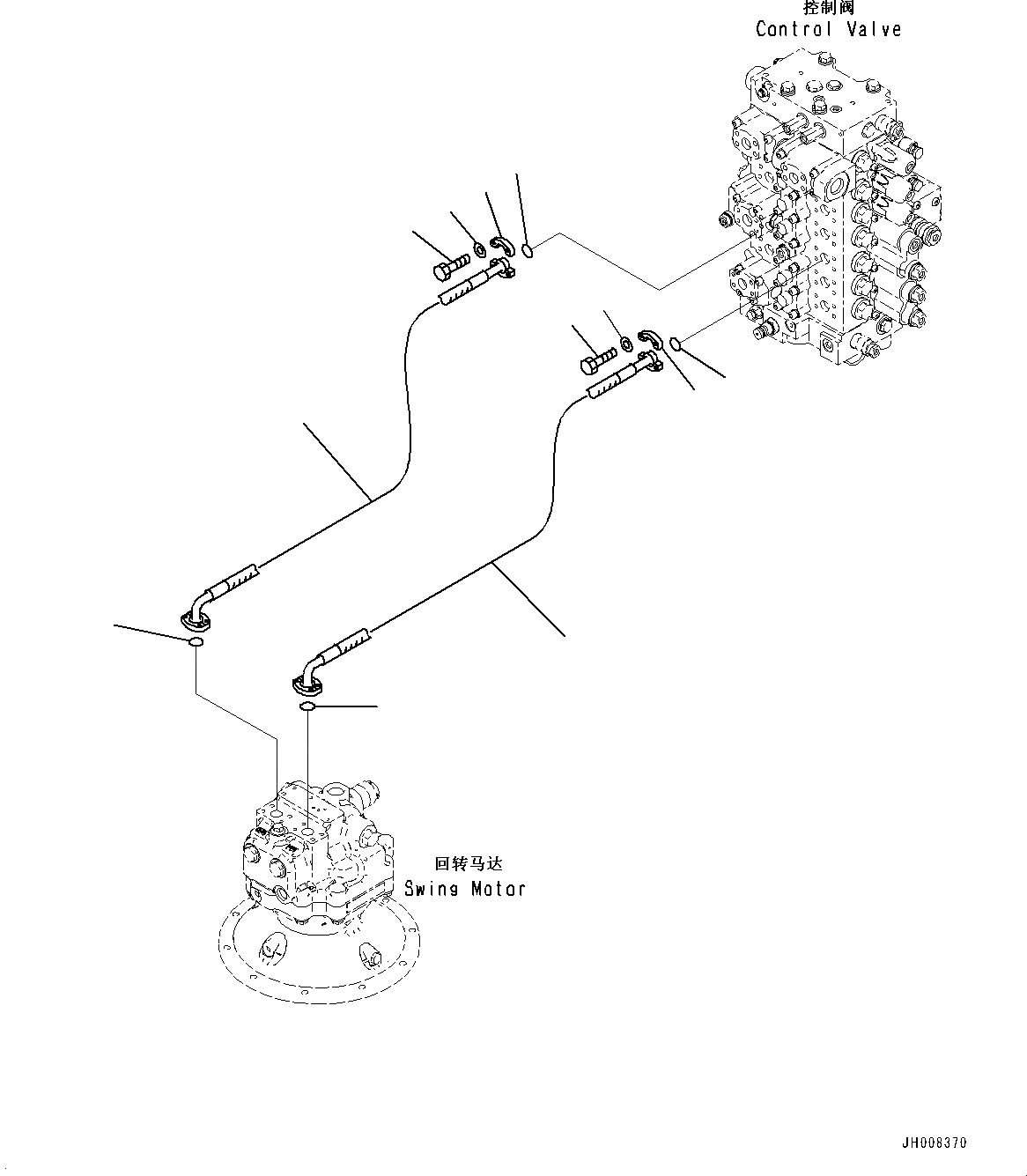 Схема запчастей Komatsu PC300-8M0 - ПОВОРОТН. ТРУБЫ H [ГИДРАВЛИКА]