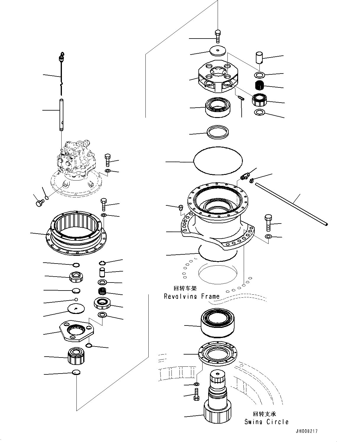 Схема запчастей Komatsu PC300-8M0 - МЕХАНИЗМ ПОВОРОТА И МОТОР (МЕХАНИЗМ ПОВОРОТА) N [ПОВОРОТН. КРУГ И ITS КОМПОНЕНТЫ]