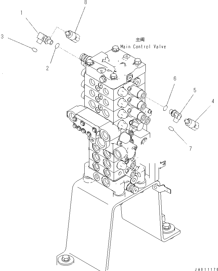 Схема запчастей Komatsu PC60-8 - НАВЕСН. ОБОРУД ТРУБЫ (СОЕДИНИТЕЛЬН. ЧАСТИ) H [ГИДРАВЛИКА]