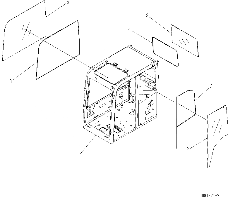 Схема запчастей Komatsu PC60-8 - КАБИНА (ОКНА) K [КАБИНА ОПЕРАТОРА И СИСТЕМА УПРАВЛЕНИЯ]