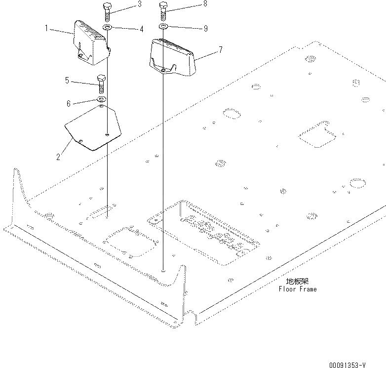 Схема запчастей Komatsu PC60-8 - КАБИНА (ПОЛ) (УПОР ДЛЯ НОГ) K [КАБИНА ОПЕРАТОРА И СИСТЕМА УПРАВЛЕНИЯ]