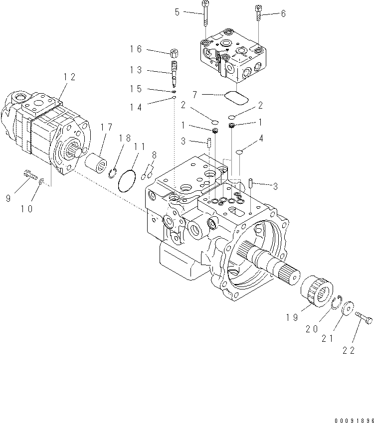 Схема запчастей Komatsu PC60-8 - ОСНОВН. НАСОС (/) (С ОТВАЛ) Y [ОСНОВН. КОМПОНЕНТЫ И РЕМКОМПЛЕКТЫ]