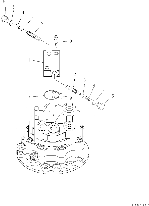 Схема запчастей Komatsu PC60-8 - МОТОР ПОВОРОТА (/) Y [ОСНОВН. КОМПОНЕНТЫ И РЕМКОМПЛЕКТЫ]