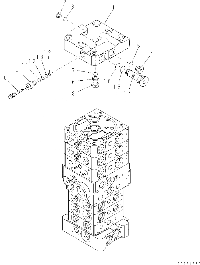 Схема запчастей Komatsu PC60-8 - ОСНОВН. КЛАПАН (-КЛАПАН) (/) Y [ОСНОВН. КОМПОНЕНТЫ И РЕМКОМПЛЕКТЫ]