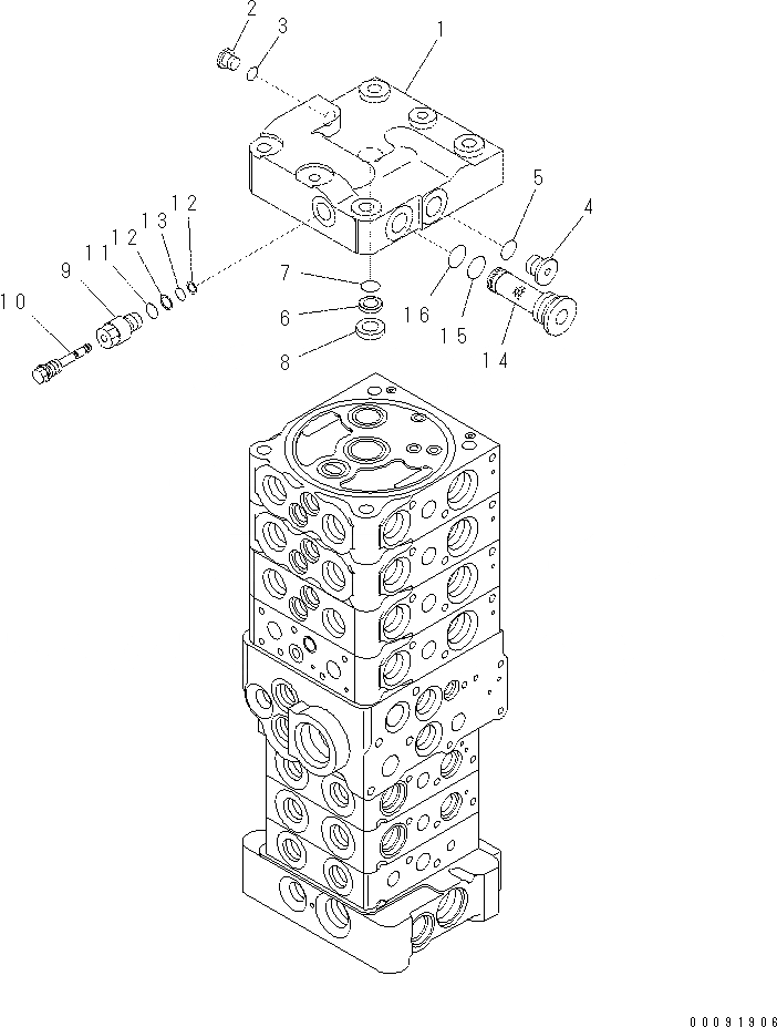 Схема запчастей Komatsu PC60-8 - ОСНОВН. КЛАПАН (7-КЛАПАН) (/8) Y [ОСНОВН. КОМПОНЕНТЫ И РЕМКОМПЛЕКТЫ]