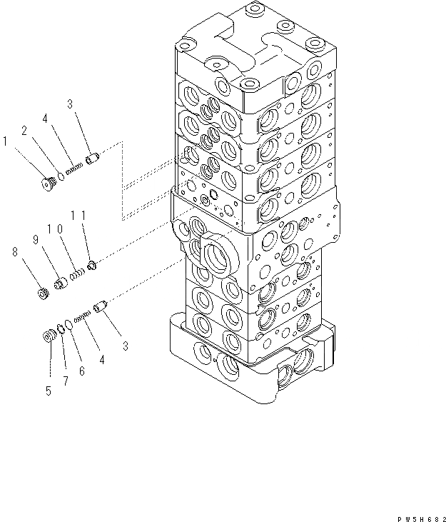 Схема запчастей Komatsu PC60-8 - ОСНОВН. КЛАПАН (7-КЛАПАН) (/8) Y [ОСНОВН. КОМПОНЕНТЫ И РЕМКОМПЛЕКТЫ]