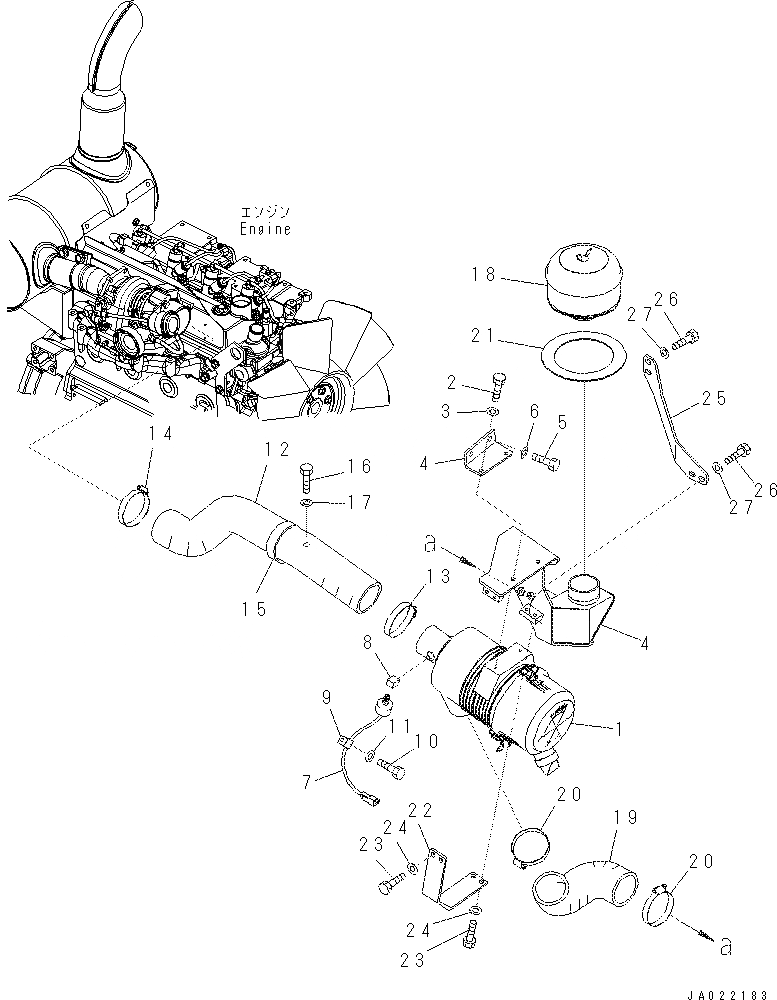 Схема запчастей Komatsu PC70-8 - ВОЗДУХООЧИСТИТЕЛЬ (ДВОЙНОЙ ЭЛЕМЕНТ ТИП) (С ПРЕФИЛЬТР)(№7-) B [КОМПОНЕНТЫ ДВИГАТЕЛЯ]