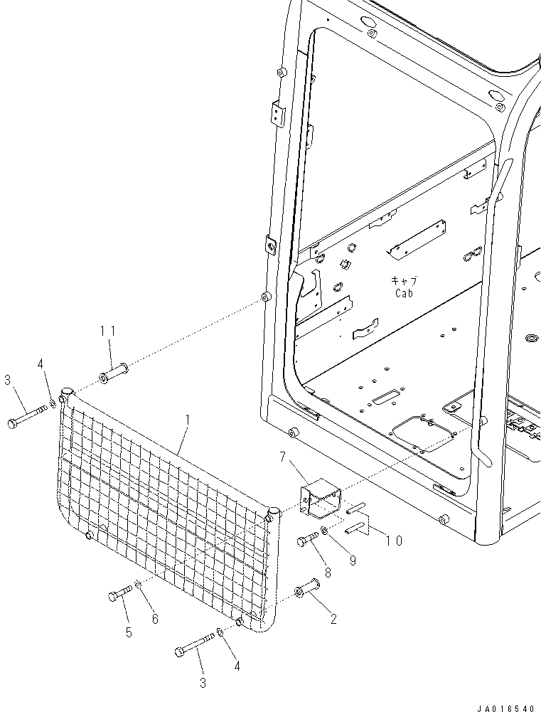 Схема запчастей Komatsu PC70-8 - ФРОНТАЛЬНАЯ ЗАЩИТА (ПОЛОВИН.) K [КАБИНА ОПЕРАТОРА И СИСТЕМА УПРАВЛЕНИЯ]