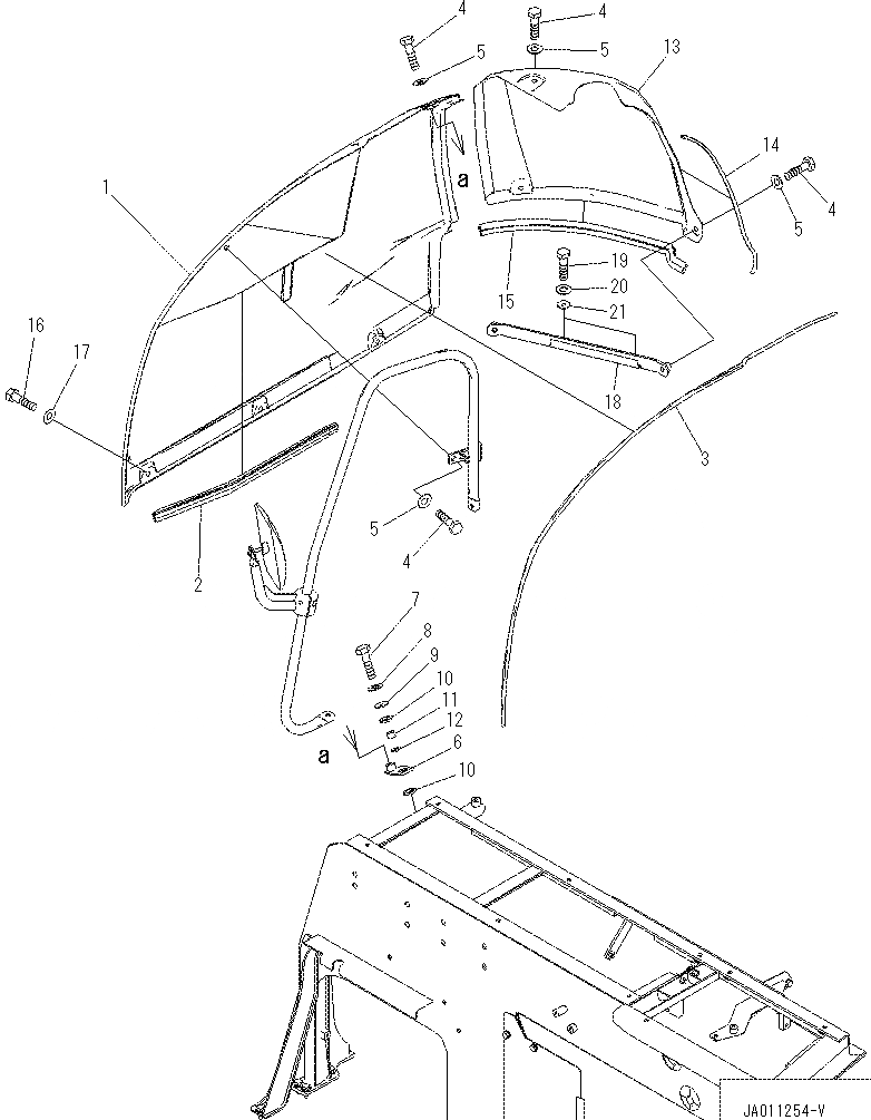 Схема запчастей Komatsu PC70-8 - ПРАВ. COVER M [ЧАСТИ КОРПУСА]