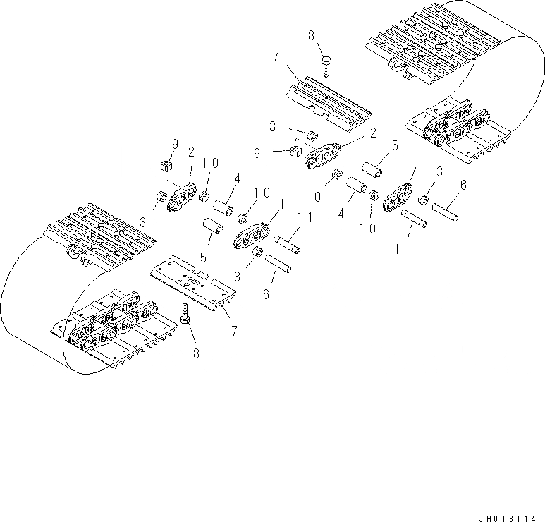 Схема запчастей Komatsu PC70-8 - ГУСЕНИЦЫ (ТРОЙНОЙ ГРУНТОЗАЦЕП. С ОТВЕРСТИЯМИ) (MM ШИР.) (ДЛЯ EQUIПАЛЕЦG С ПОДУШКИ ДЛЯ АСФАЛЬТА) R [ХОДОВАЯ]
