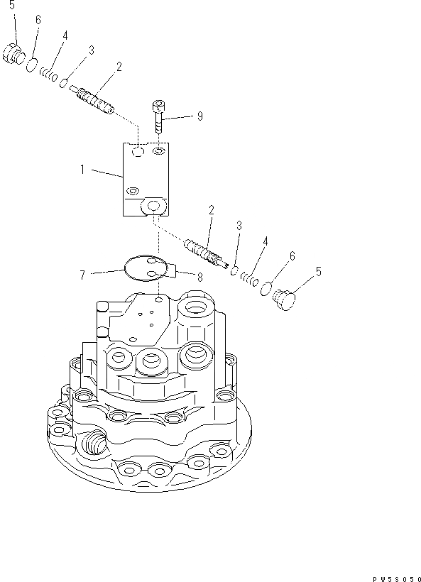 Схема запчастей Komatsu PC70-8 - МОТОР ПОВОРОТА (/) Y [ОСНОВН. КОМПОНЕНТЫ И РЕМКОМПЛЕКТЫ]