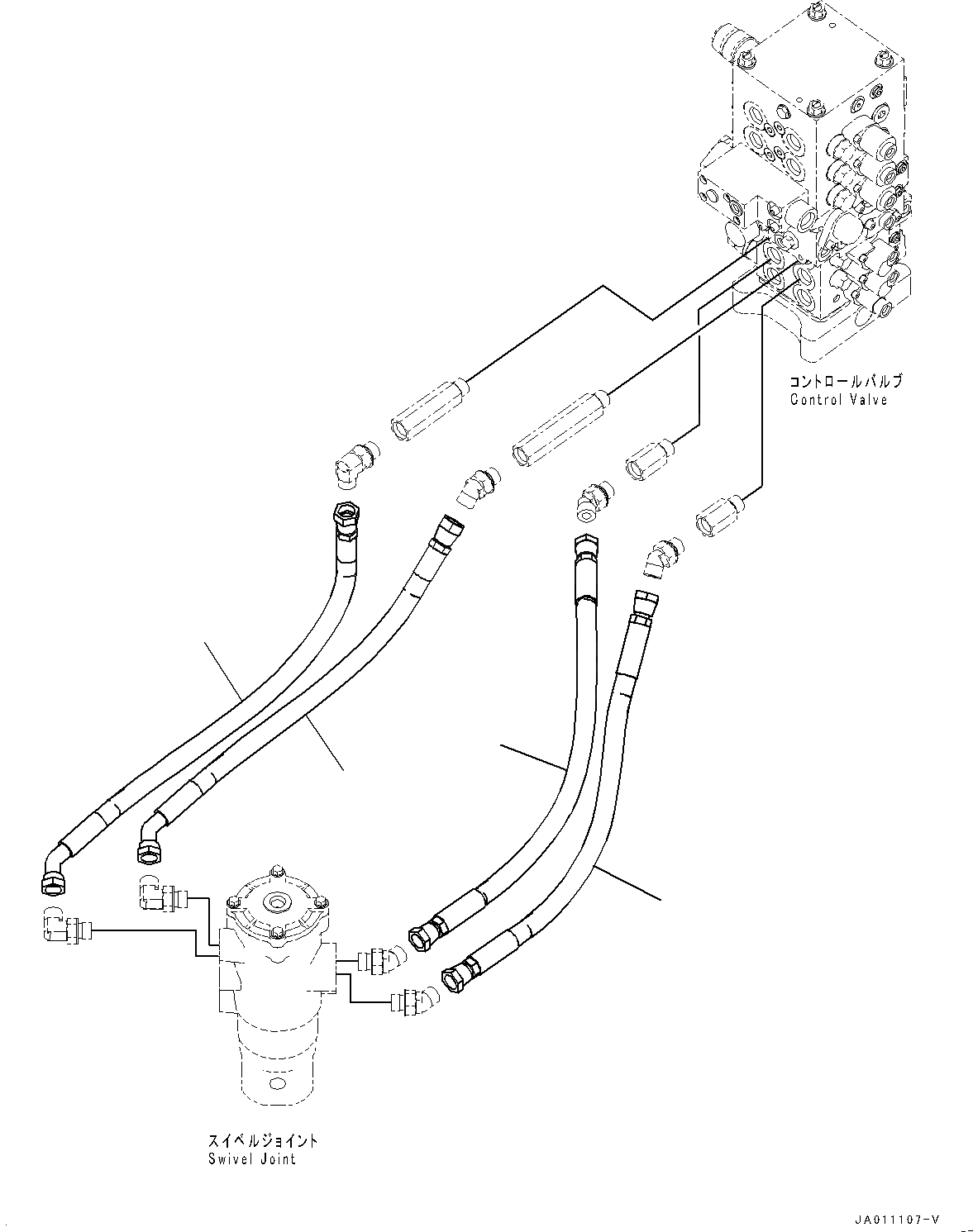 Схема запчастей Komatsu PC110-8M0 - ХОД ТРУБЫ H [ГИДРАВЛИКА]