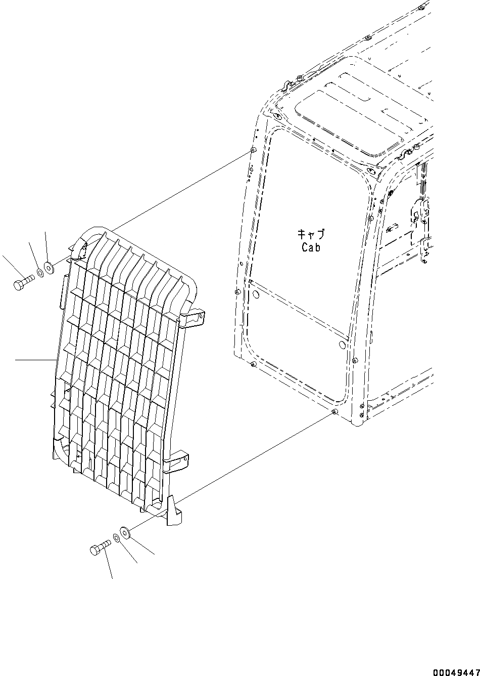 Схема запчастей Komatsu PC110-8M0 - ФРОНТАЛЬНАЯ ЗАЩИТА (EC REGULATION LV) K [КАБИНА ОПЕРАТОРА И СИСТЕМА УПРАВЛЕНИЯ]