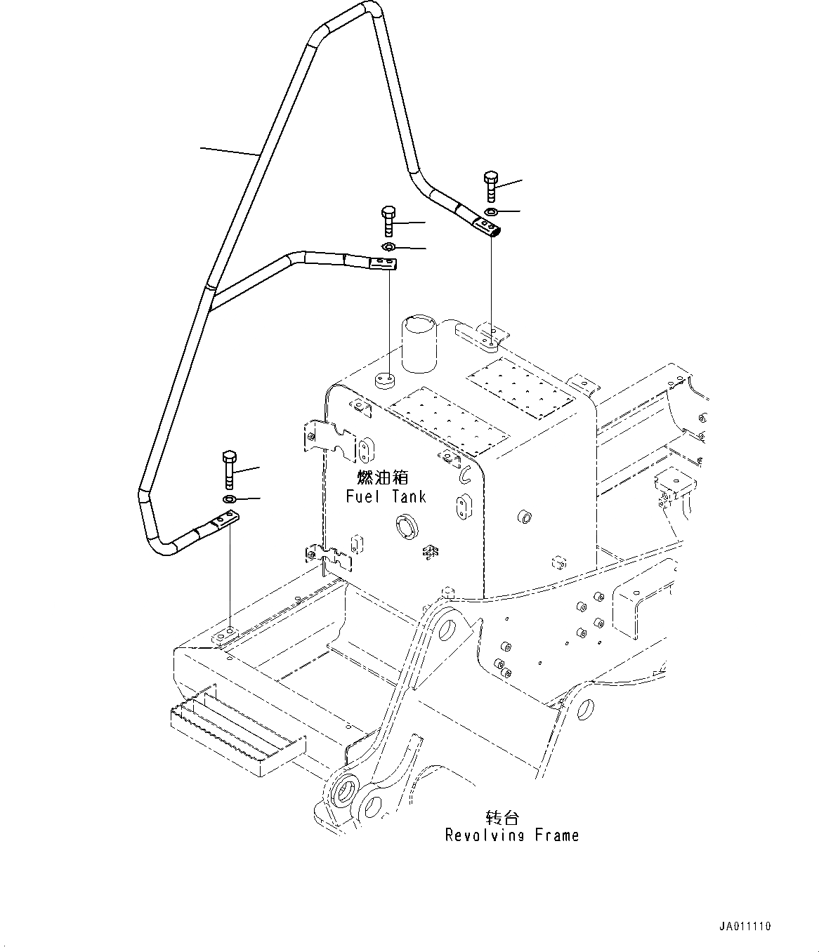 Схема запчастей Komatsu PC110-8M0 - HANDRAIL M [ЧАСТИ КОРПУСАS И КРЫШКИ]