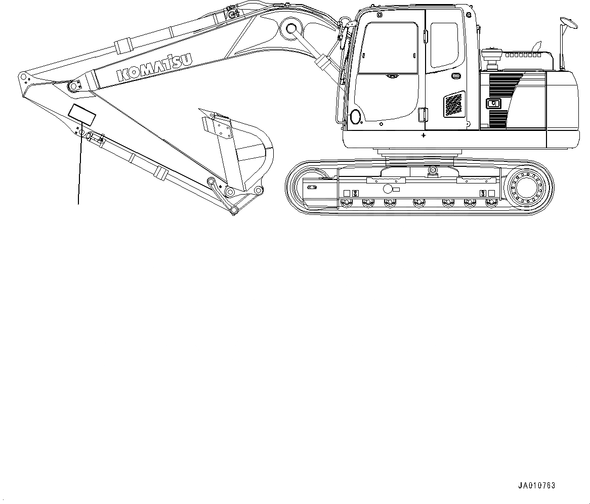 Схема запчастей Komatsu PC110-8M0 - ПРЕДУПРЕЖДАЮЩ. МАРКИРОВКАS, KEEP OFF РАБОЧ.ING RANGES (РУКОЯТЬ) U [МАРКИРОВКА]