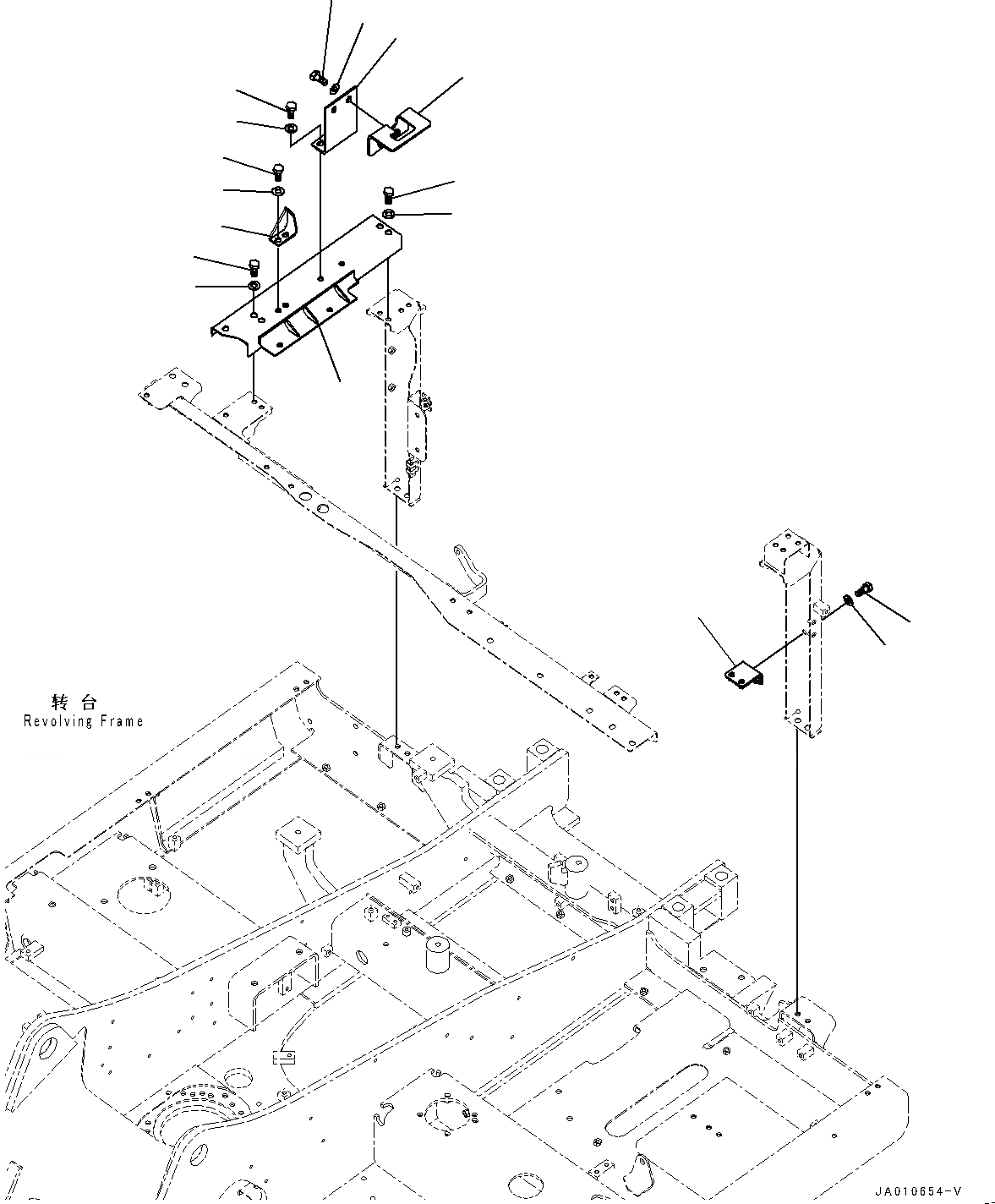 Схема запчастей Komatsu PC130-8M0 - КАБИНА РАМА (КОРПУС) M [ЧАСТИ КОРПУСАS И КРЫШКИ]