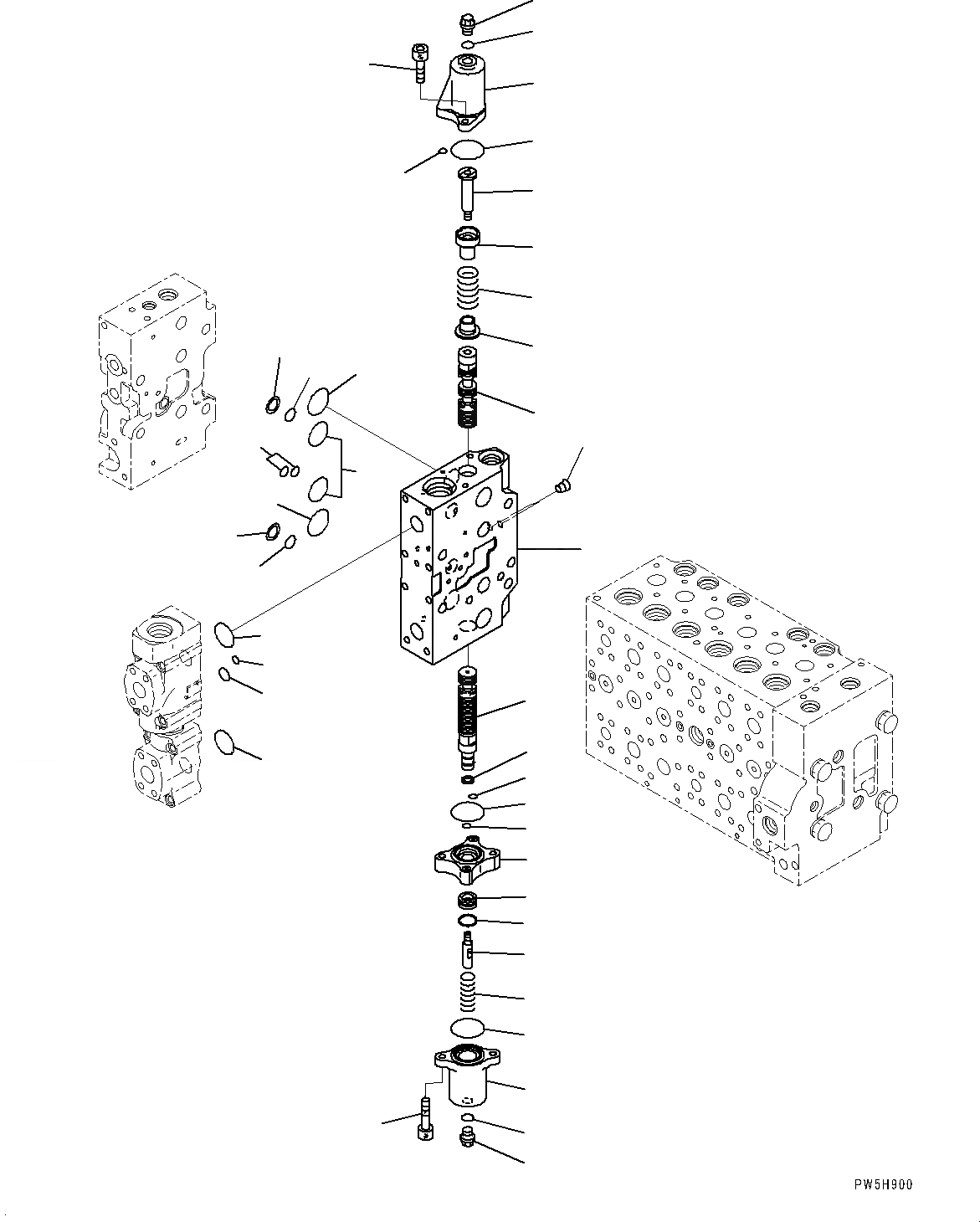 Схема запчастей Komatsu PC450-8 - УПРАВЛЯЮЩ. КЛАПАН (7-СЕКЦИОНН.) (ВНУТР. ЧАСТИ) (/) H [ГИДРАВЛИКА]