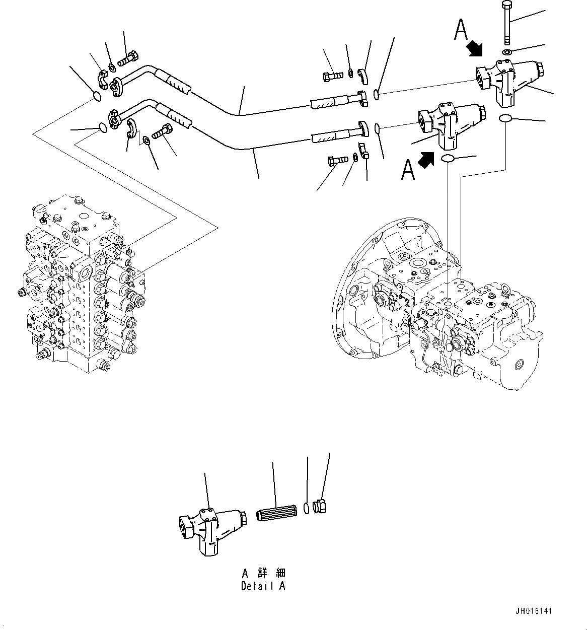 Схема запчастей Komatsu PC450-8 - ПОДАЮЩ. ТРУБЫ H [ГИДРАВЛИКА]