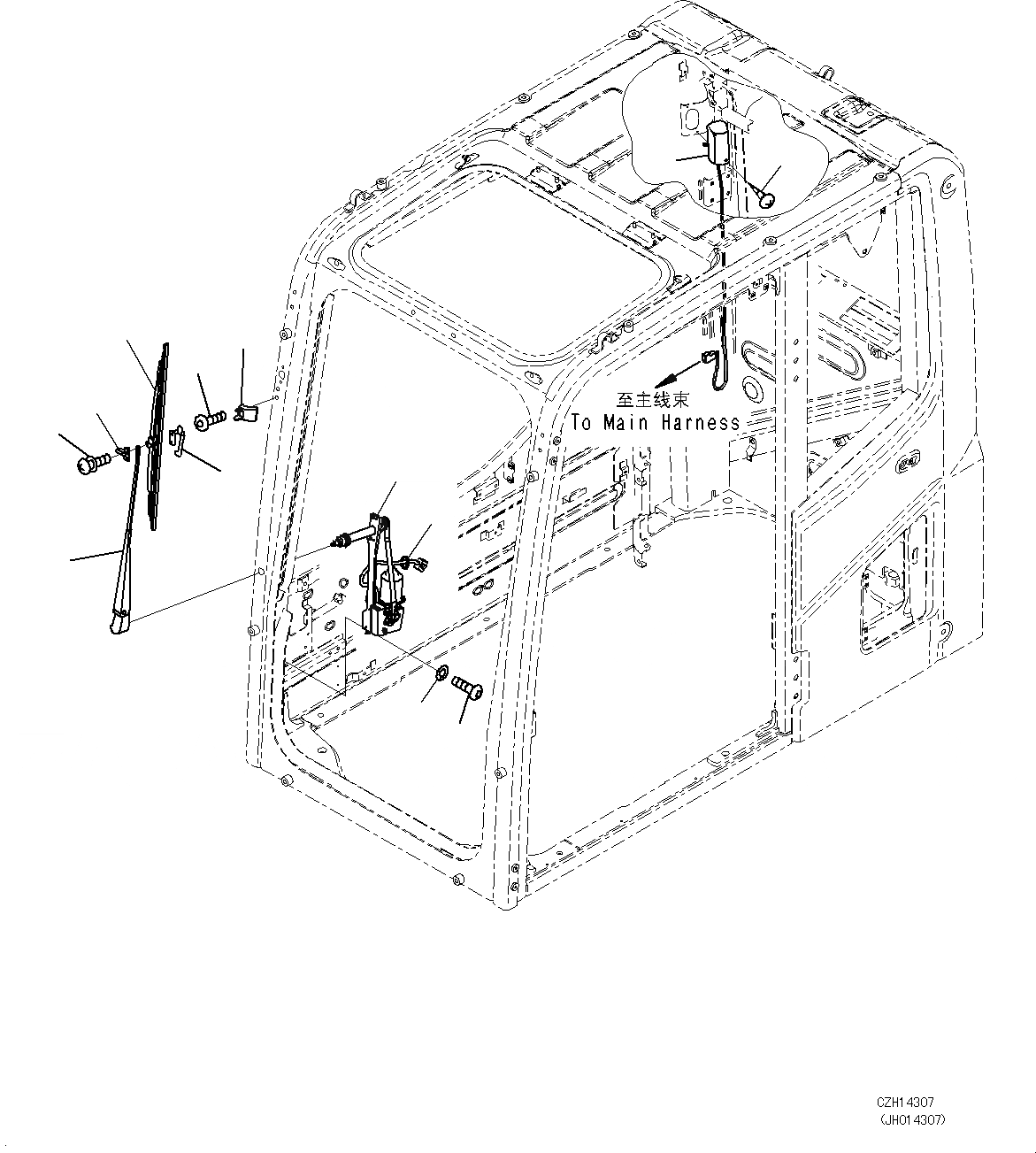 Схема запчастей Komatsu PC450-8 - КАБИНА (ДВОРНИКИ И ОСВЕЩЕНИЕ) K [КАБИНА ОПЕРАТОРА И СИСТЕМА УПРАВЛЕНИЯ]