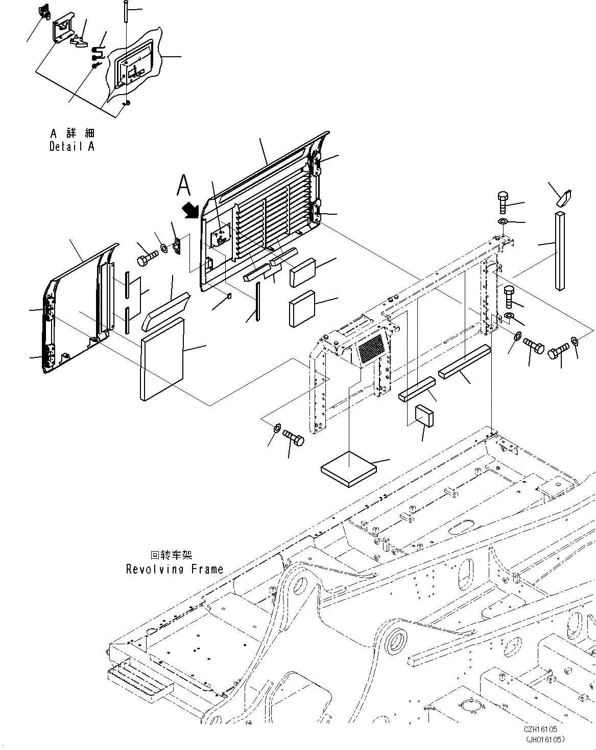 Схема запчастей Komatsu PC450-8 - ДВЕРЬ ПРАВ. (/) M [ЧАСТИ КОРПУСАS И КРЫШКИ]