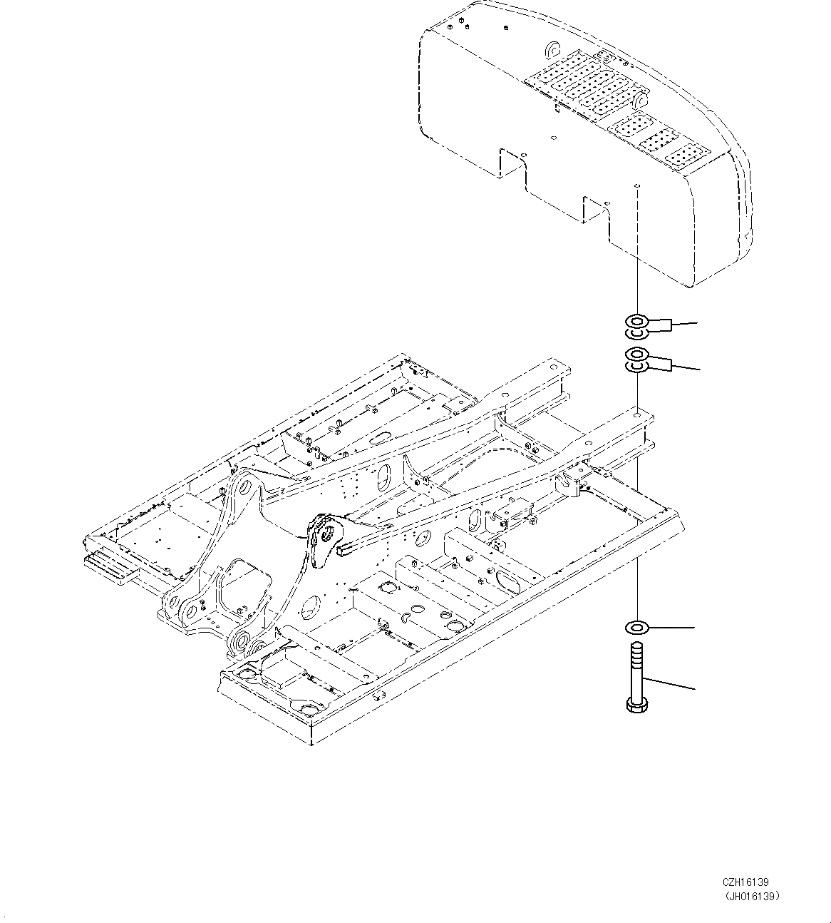 Схема запчастей Komatsu PC450-8 - ПРОТИВОВЕС КРЕПЛЕНИЕ M [ЧАСТИ КОРПУСАS И КРЫШКИ]