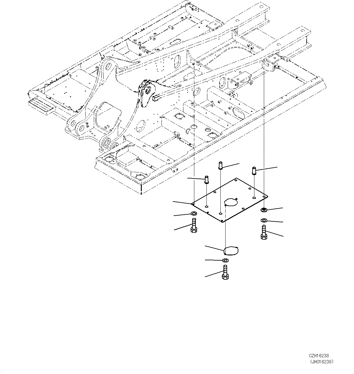 Схема запчастей Komatsu PC450-8 - НИЖН. КРЫШКА (/) M [ЧАСТИ КОРПУСАS И КРЫШКИ]