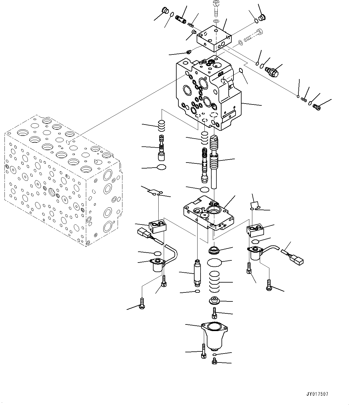 Схема запчастей Komatsu PC270-8 - УПРАВЛЯЮЩ. КЛАПАН (-АКТУАТОР) (7-СЕКЦИОНН.) (/) H [ГИДРАВЛИКА]