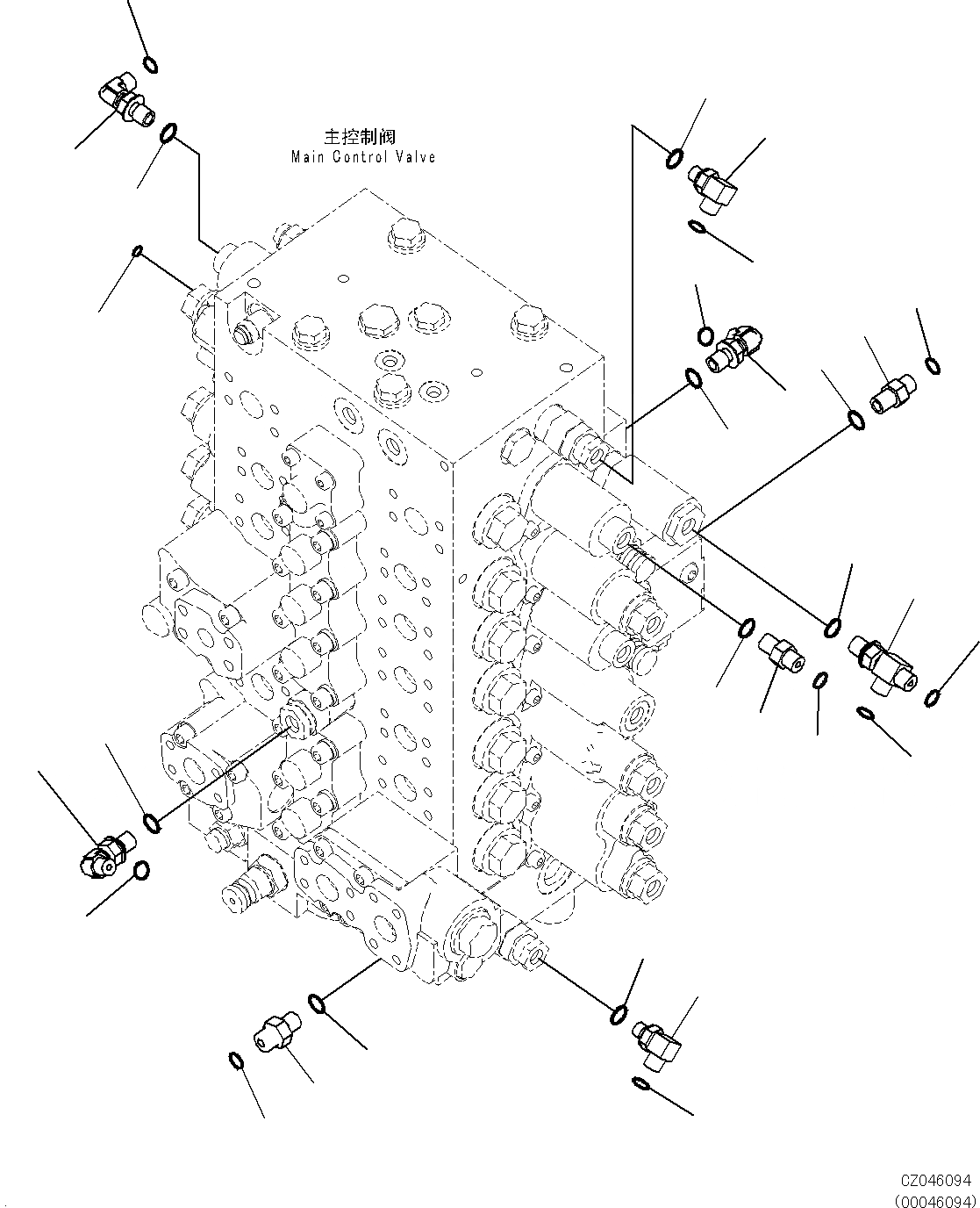 Схема запчастей Komatsu PC270-8 - УПРАВЛЯЮЩ. КЛАПАН (-АКТУАТОР) (СОЕДИНИТЕЛЬН. ЧАСТИ, /) H [ГИДРАВЛИКА]