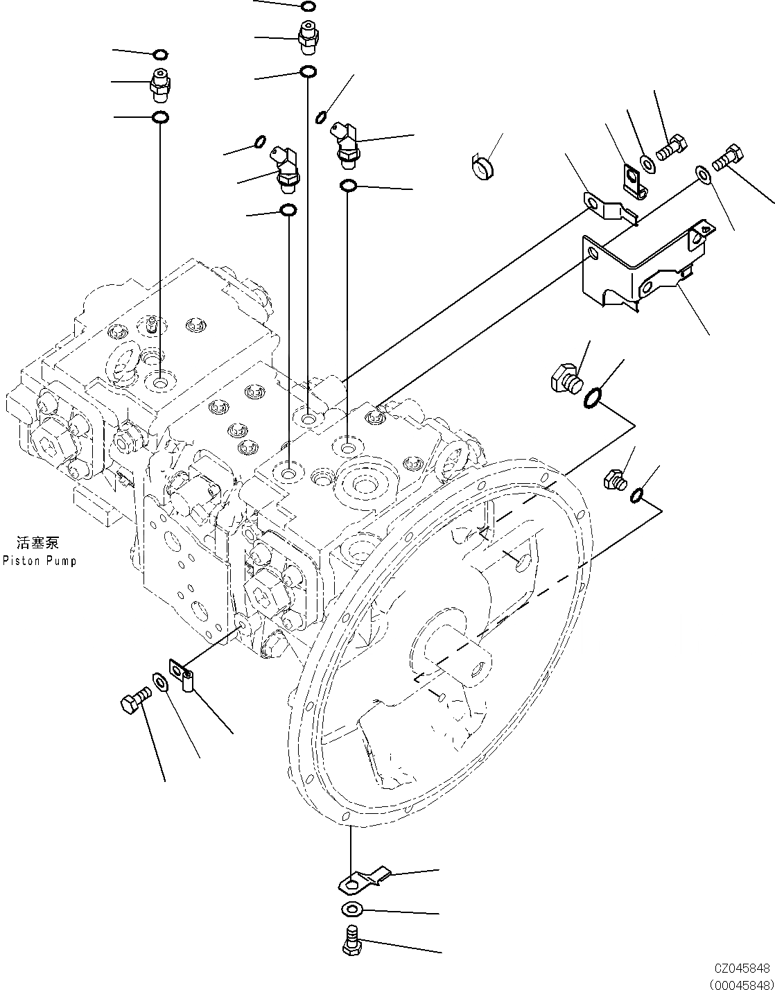 Схема запчастей Komatsu PC270-8 - ПОРШЕНЬ НАСОС H [ГИДРАВЛИКА]