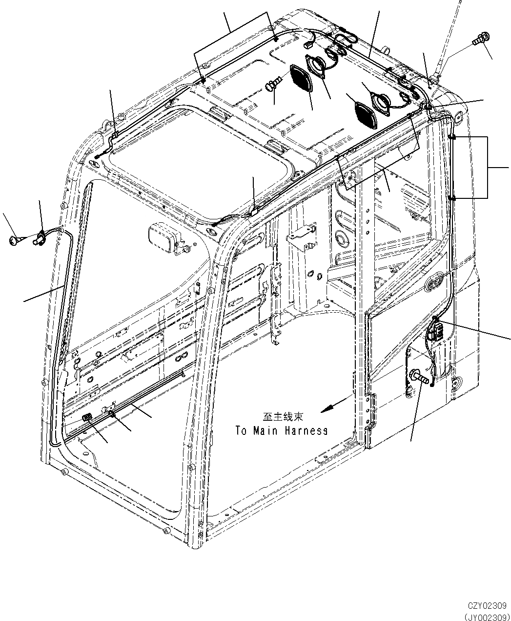 Схема запчастей Komatsu PC270-8 - КАБИНА(ГРОМКОГОВОРИТ. И ОМЫВАТЕЛЬ СТЕКЛА) K [КАБИНА ОПЕРАТОРА И СИСТЕМА УПРАВЛЕНИЯ]