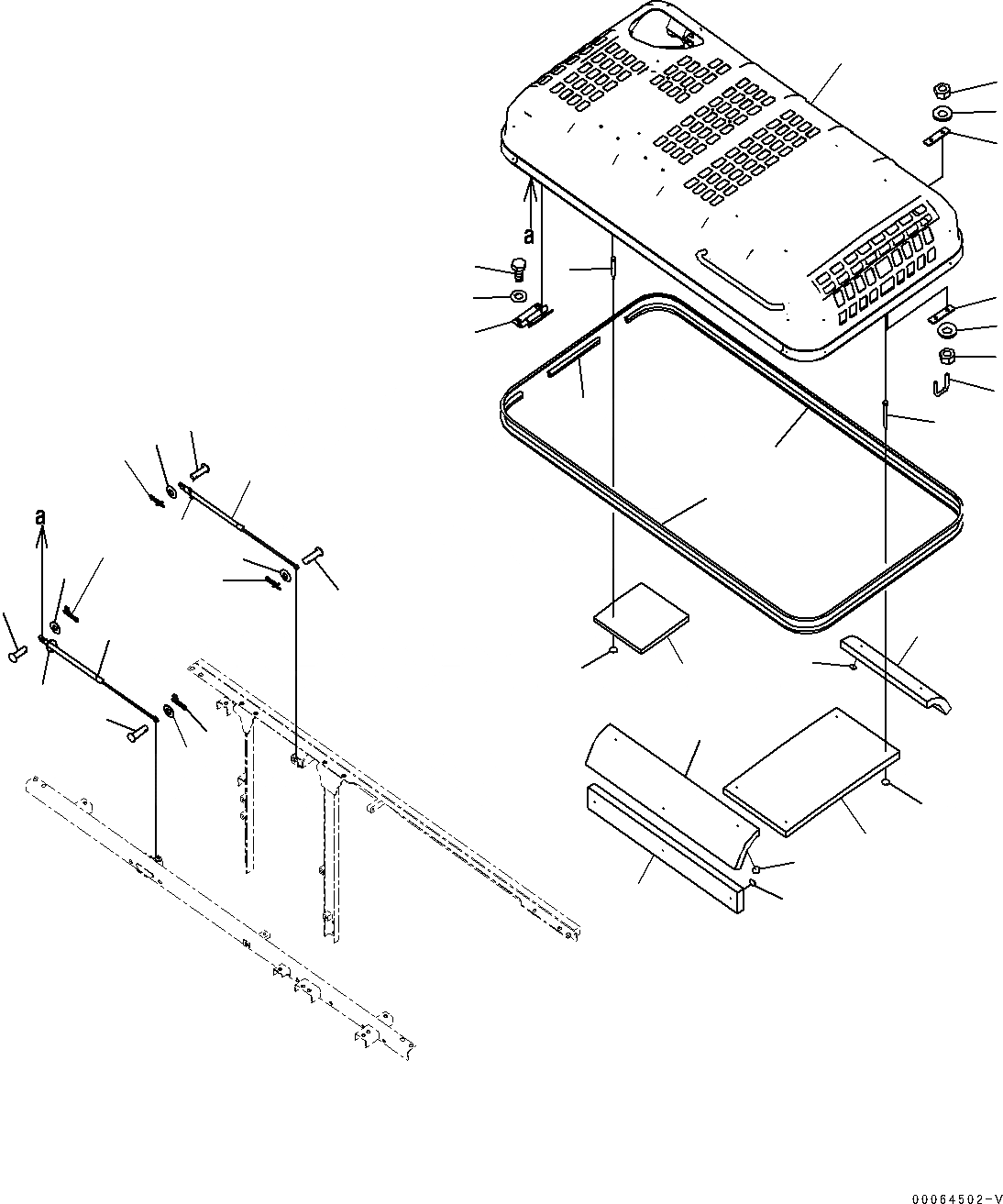 Схема запчастей Komatsu PC270-8 - КАПОТ (С DUST-ЗАЩИТА NET) (КАПОТ) M [ЧАСТИ КОРПУСАS И КРЫШКИ]