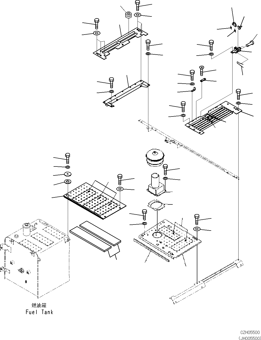 Схема запчастей Komatsu PC270-8 - КАБИНА КРЫШКА(С ПРЕФИЛЬТР) (COVER) M [ЧАСТИ КОРПУСАS И КРЫШКИ]