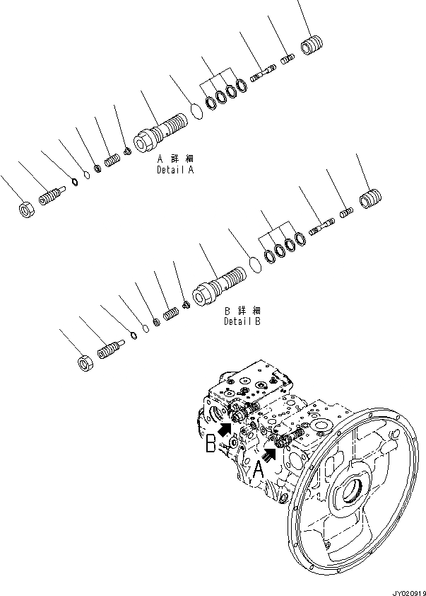 Схема запчастей Komatsu PC360-8M0 - ПОРШЕНЬ НАСОС (ВНУТР. ЧАСТИ) (/) H [ГИДРАВЛИКА]