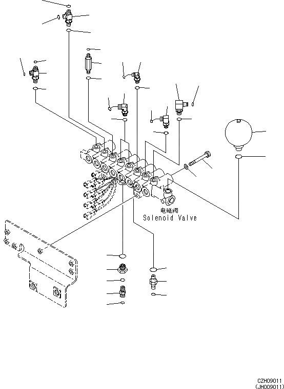 Схема запчастей Komatsu PC360-8M0 - СОЛЕНОИДНЫЙ КЛАПАН (-ДОПОЛН. АКТУАТОР ТРУБЫ, АККУМУЛЯТОР) (/) H [ГИДРАВЛИКА]