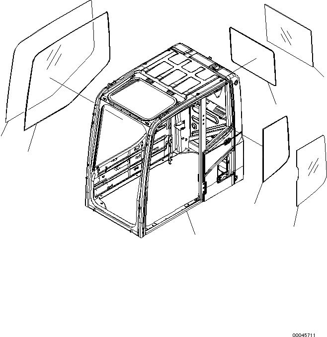 Схема запчастей Komatsu PC360-8M0 - КАБИНА (КОРПУС КАБИНЫ И ОКНА) K [КАБИНА ОПЕРАТОРА И СИСТЕМА УПРАВЛЕНИЯ]