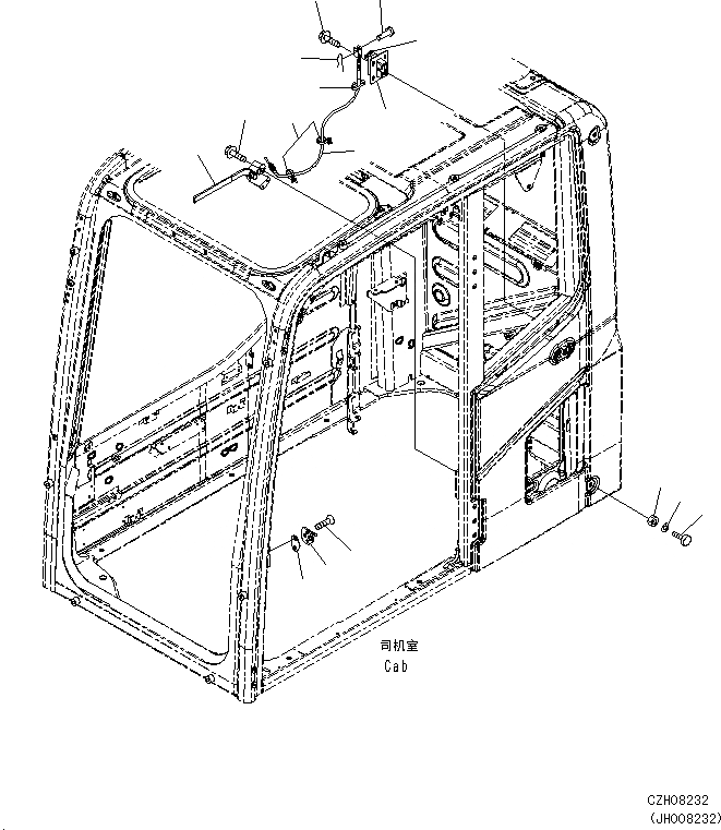 Схема запчастей Komatsu PC360-8M0 - КАБИНА(ФИКСАТОР ОТКРЫТИЯ И БЛОК ДВЕРИ) K [КАБИНА ОПЕРАТОРА И СИСТЕМА УПРАВЛЕНИЯ]