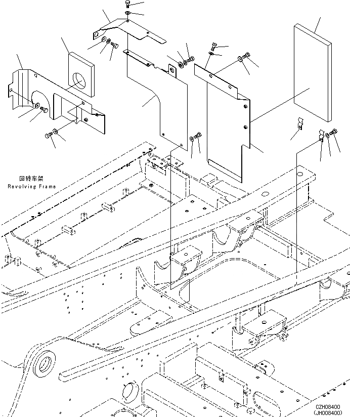 Схема запчастей Komatsu PC360-8M0 - КАБИНА ПЕРЕГОРОДКА. (С ЗАПРАВОЧН.LING НАСОС) (/) M [ЧАСТИ КОРПУСАS И КРЫШКИ]